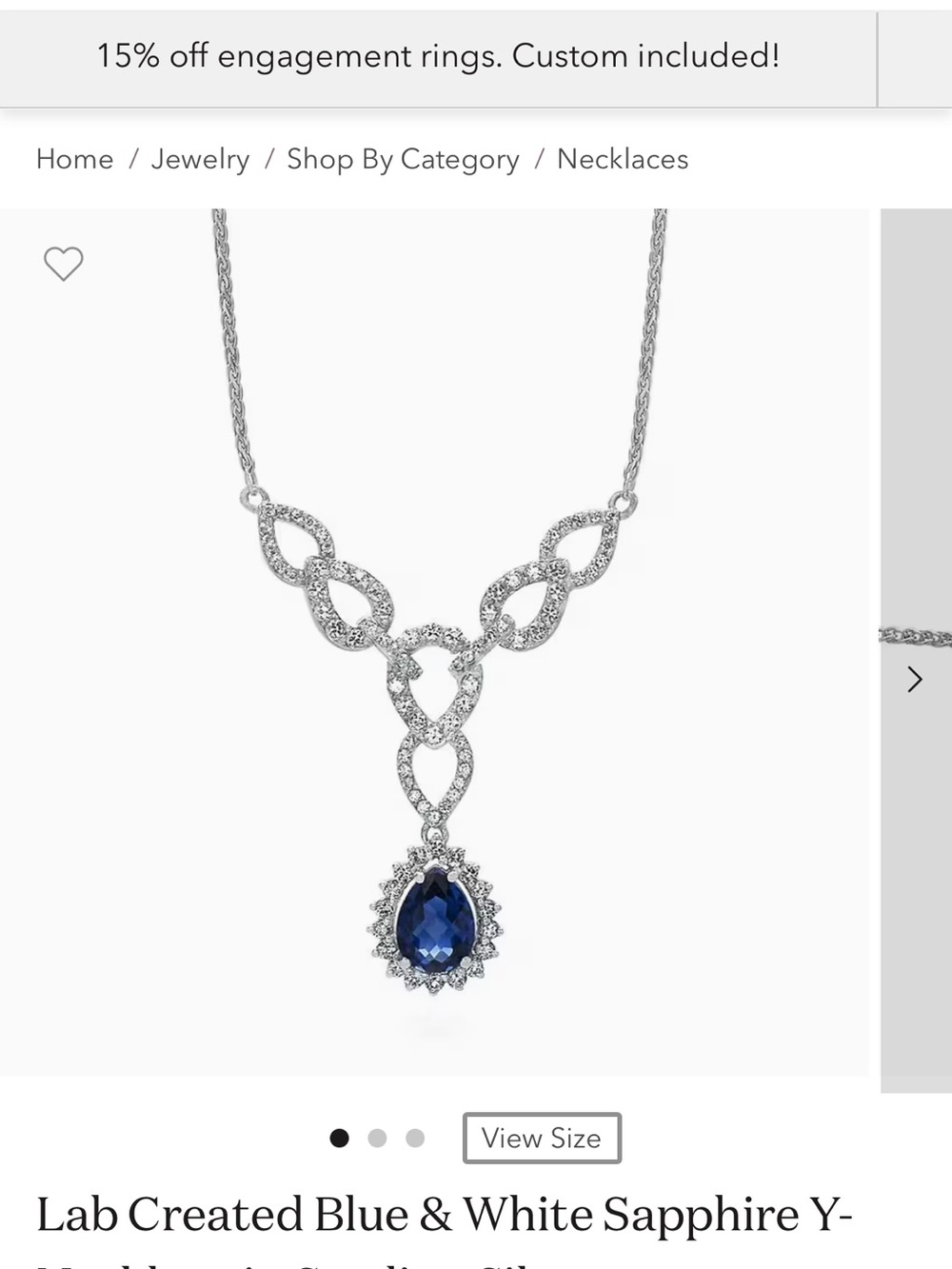 Helzberg Diamonds Blue and Silver Teardrop Sapphire Y-Necklace